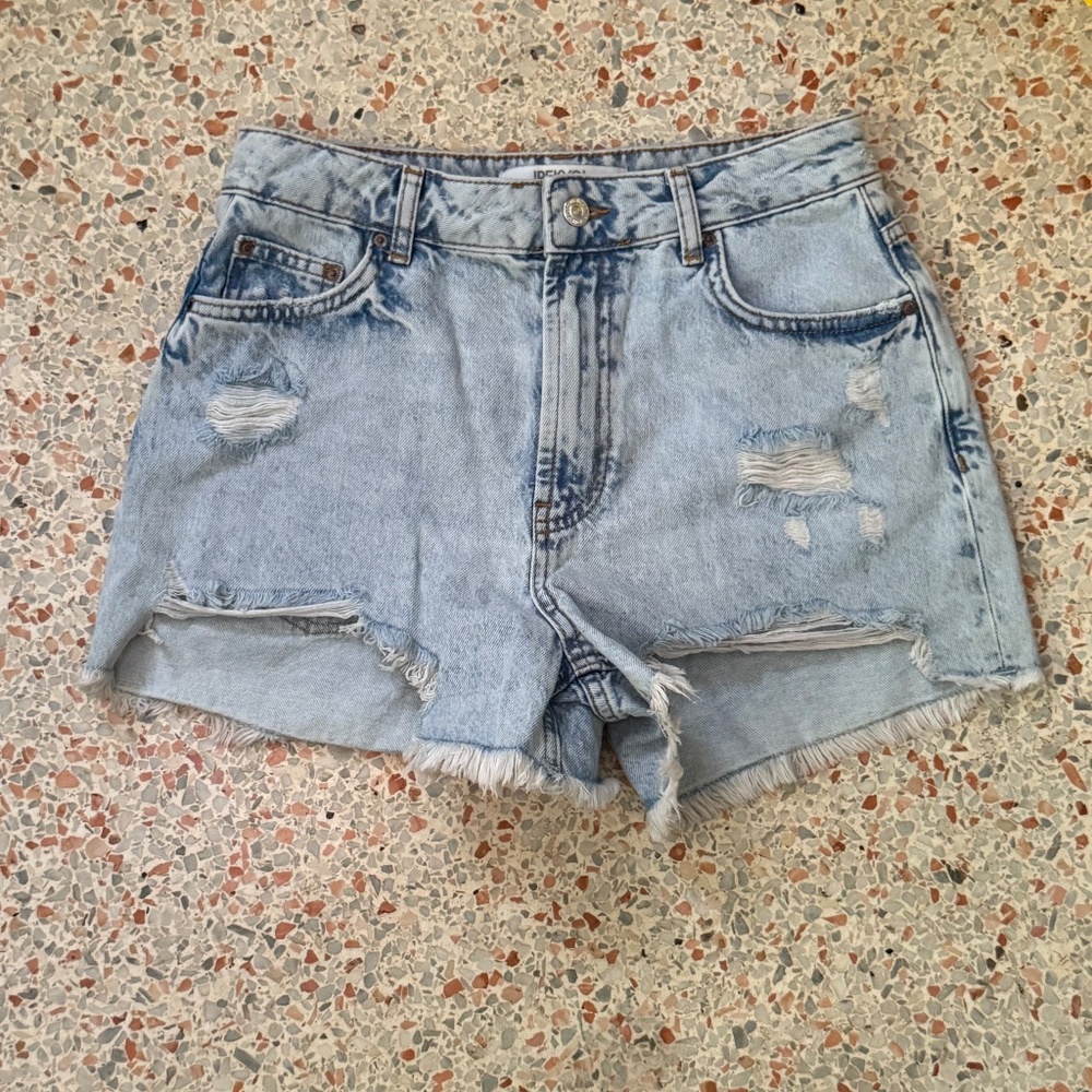 Ipekyol, light blue, ripped, high rise jean-shorts